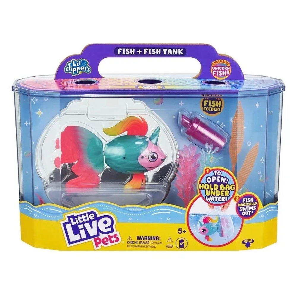 Little Live Pets  Lil' Dippers Fish Tank Interactive Play Exclusive Unicorn Fish